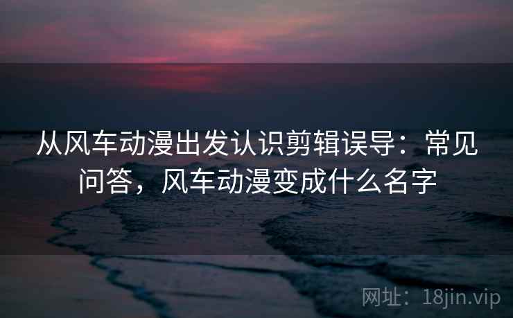 从风车动漫出发认识剪辑误导：常见问答，风车动漫变成什么名字