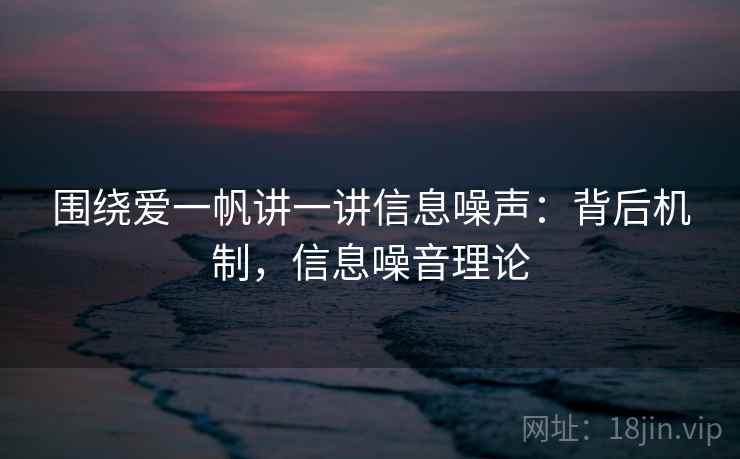 围绕爱一帆讲一讲信息噪声：背后机制，信息噪音理论