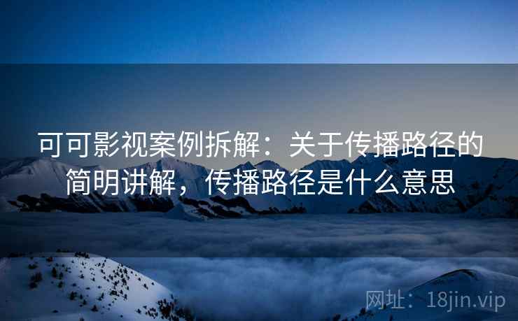 可可影视案例拆解：关于传播路径的简明讲解，传播路径是什么意思